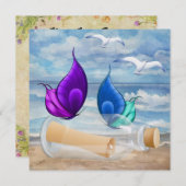 "Uitnodiging in een fles" - Aanhaling in een bakje Kaart (Voorkant / Achterkant)