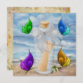 "Uitnodiging in een Fles" - Strand Uitnodiging - S (Voorkant / Achterkant)