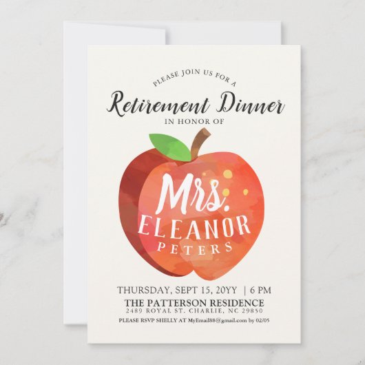 Uitnodiging in het binnenste diner van de Apple-pe (Voorkant)