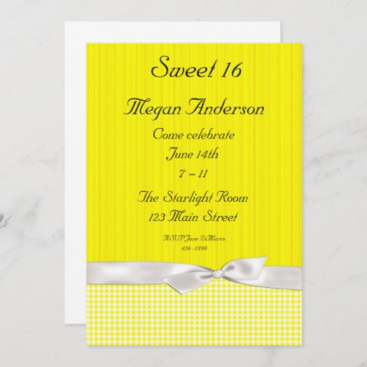 Uitnodiging in het deelvenster Bright Gele witte c (Voorkant / Achterkant)