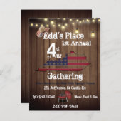 Uitnodiging in landelijke stijl voor 4 juli (Voorkant / Achterkant)