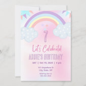 Uitnodiging in pastel regenboog kleuren (Voorkant)