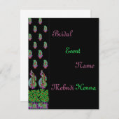 Uitnodiging*Indiaas*Mehndi*Groen*Zwart Kaart (Voorkant / Achterkant)