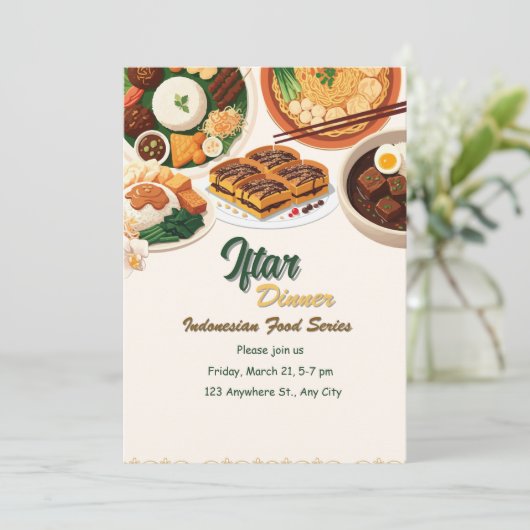 Uitnodiging Indonesische voedselserie (Staand voorkant)