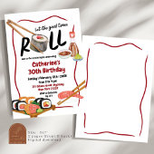 Uitnodiging Japanse verjaardagsfeest Roll Sushi Ni