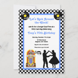 Uitnodiging jaren 50, Sock Hop, Rock and Roll, 50s