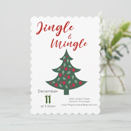 Uitnodiging Jingle & Mingle Christmas Party Uitnod (Staand voorkant)