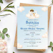 Uitnodiging Jongen Engel Doop en Eerste Verjaardag