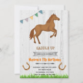 Uitnodiging jongens paard thema feest (Voorkant)