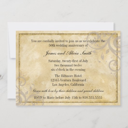 Uitnodiging jubileum op oud perkamentpapier (Achterkant)