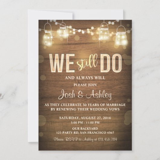 Uitnodiging Jubileum Rustic Vow Renewal Partij (Voorkant)