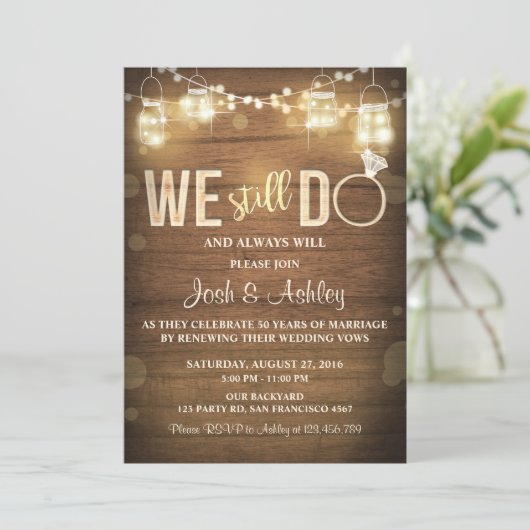 Uitnodiging Jubileum Rustic Vow Renewal Partij (Staand voorkant)