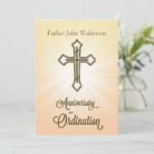 Uitnodiging, Jubileum van Ordinatie, Kruis op S Kaart (Staand voorkant)