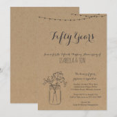 Uitnodiging jubileumfeest | rustiek kraftpapier (Voorkant / Achterkant)