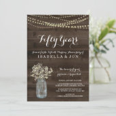 Uitnodiging jubileumfeest | Rustieke Babys Breath (Staand voorkant)