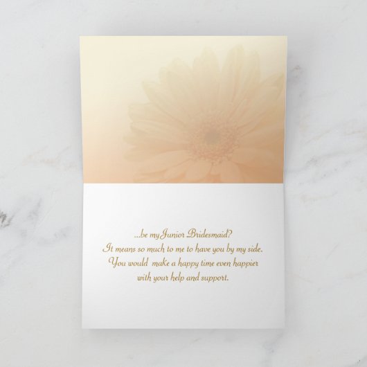 Uitnodiging junior bruidsmeisje, perzik Gerbera (m (Binnen)