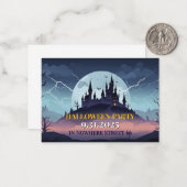 Uitnodiging Kaart Halloween Castle illustratie (Voorkant / Achterkant in situ)