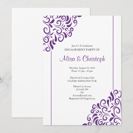 Uitnodiging Kaart van de Engagement Party (Voorkant / Achterkant)