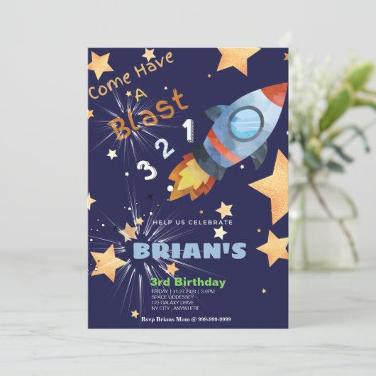 Uitnodiging Kaart voor buitenruimtevaart (Staand voorkant)