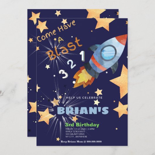 Uitnodiging Kaart voor buitenruimtevaart (Voorkant / Achterkant)