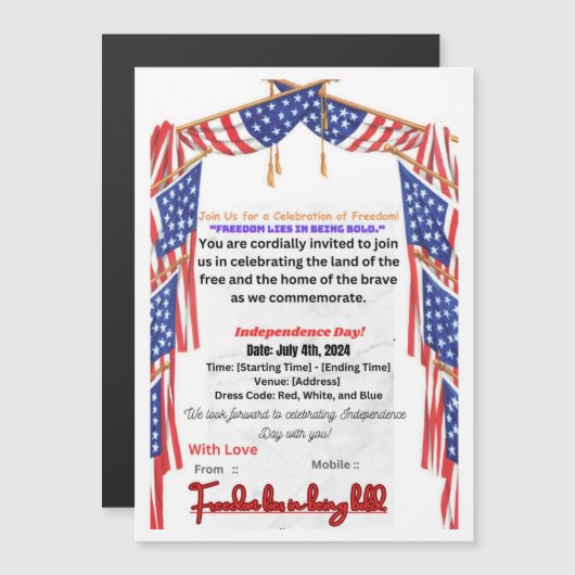 Uitnodiging Kaart voor een Vrijheidsviering Magnetische Uitnodiging (Voorkant / Achterkant)