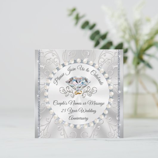 Uitnodiging Kaart voor het 25e Jubileum van het hu (Staand voorkant)