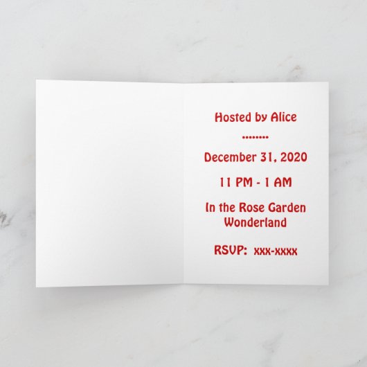 Uitnodiging/Kaart: Wit Konijn Alice in (Binnen)