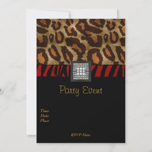 Uitnodiging Kaart Zwart Wit Wilde Dierrode Belt 2 (Achterkant)