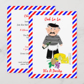 Uitnodiging Kaas En Wijn Frans Thema Pretfeest (Voorkant / Achterkant)