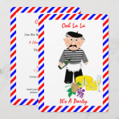 Uitnodiging Kaas En Wijn Franse Thema Pretfeest (Voorkant / Achterkant)