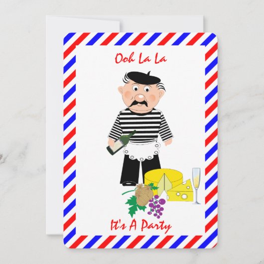 Uitnodiging Kaas En Wijn Franse Thema Pretfeest (Voorkant)