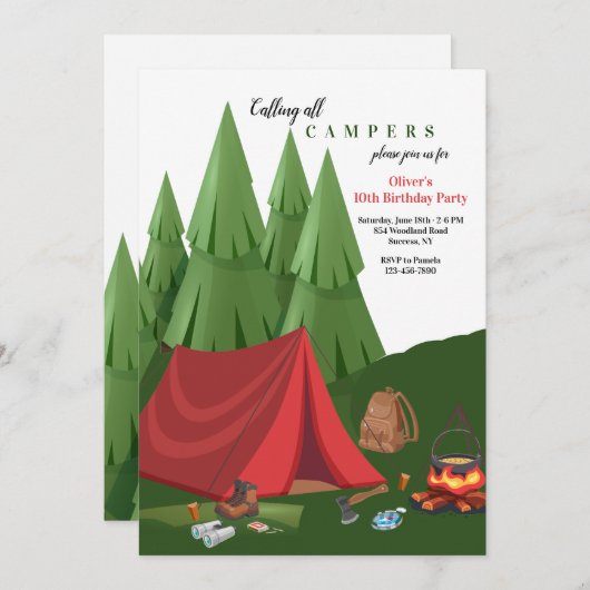 Uitnodiging kamperen (Voorkant / Achterkant)