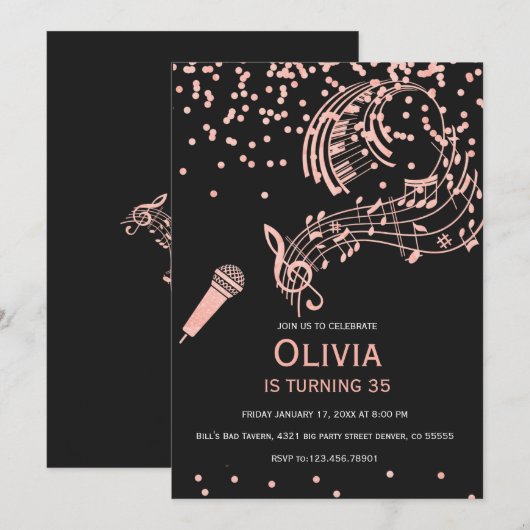 Uitnodiging Karaoke - partij Karaoke (Voorkant / Achterkant)