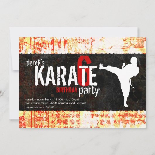 Uitnodiging Karate Party (Voorkant)