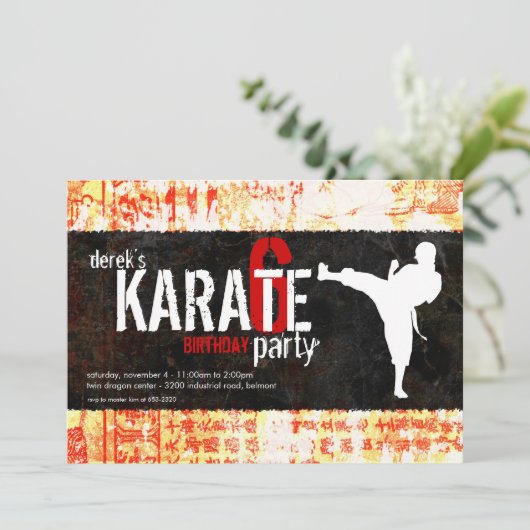 Uitnodiging Karate Party (Staand voorkant)