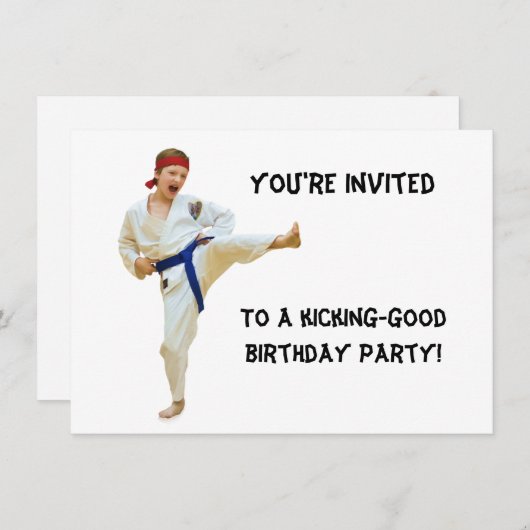 Uitnodiging, Karate Th-Birthday Party Kaart (Voorkant / Achterkant)