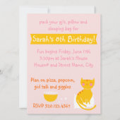 Uitnodiging kat Slumber Party (Achterkant)