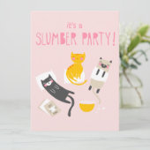 Uitnodiging kat Slumber Party (Staand voorkant)