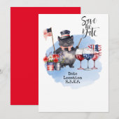 Uitnodiging kat voor 4 juli save the date Amerika (Voorkant / Achterkant)