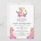 Uitnodiging Katholieke Bautizo Schattigee Vlinderd (Voorkant)