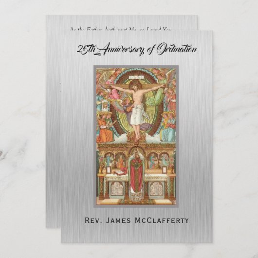 Uitnodiging Katholieke Priester Wijding Herdenking (Voorkant / Achterkant)
