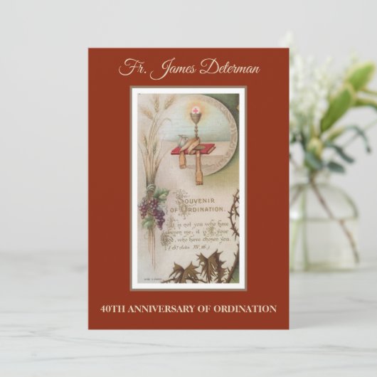 Uitnodiging Katholieke Priester Wijding Verjaardag (Staand voorkant)