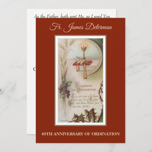 Uitnodiging Katholieke Priester Wijding Verjaardag (Voorkant / Achterkant)