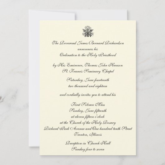 Uitnodiging katholieke priesterbevel Jubileum (Achterkant)