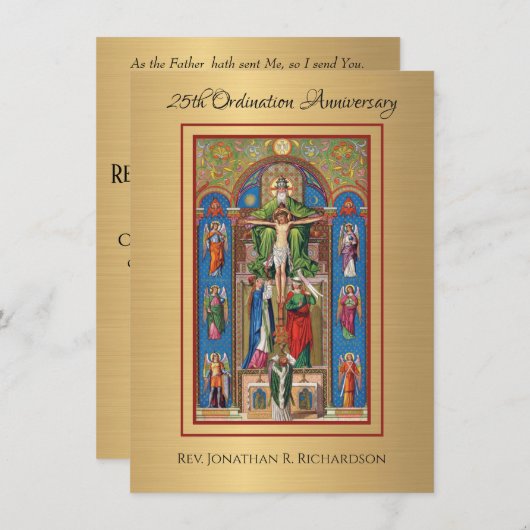 Uitnodiging katholieke priesterbevel Jubileum (Voorkant / Achterkant)