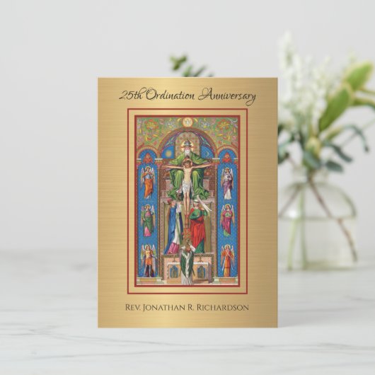 Uitnodiging katholieke priesterbevel Jubileum (Staand voorkant)