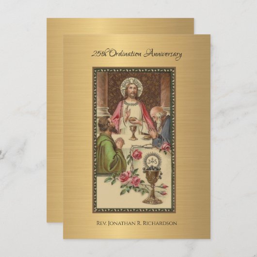 Uitnodiging katholieke priesterbevel Jubileum (Voorkant / Achterkant)