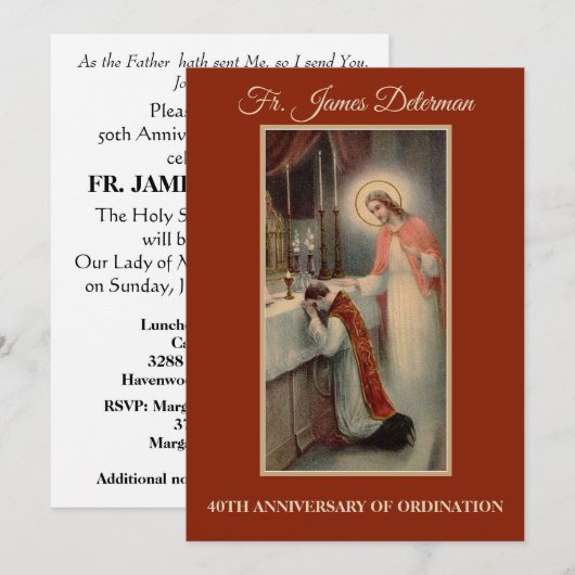 Uitnodiging katholieke priesterbevel Jubileum (Voorkant / Achterkant)