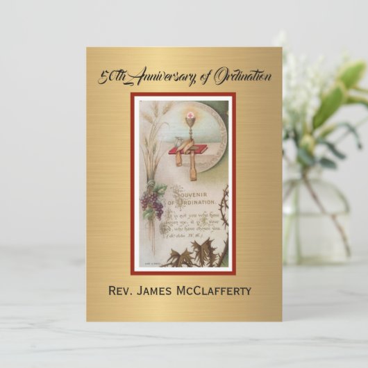 Uitnodiging katholieke priesterbevel Jubileum (Staand voorkant)