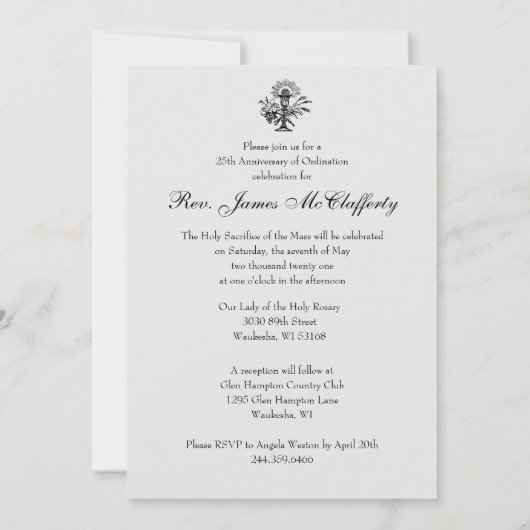 Uitnodiging katholieke priesterbevel Jubileum (Achterkant)